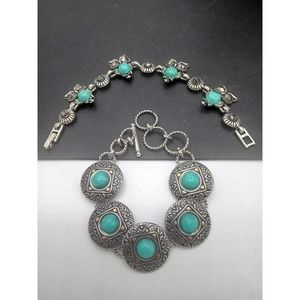 Vintage Lot Of Two Aqua Bracelets. Owl